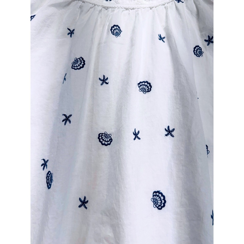 Simple Retro White Embroidered Midi Dress S Cottagecore Coastal Summer Flowy - Picture 4 of 11